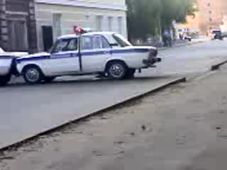 fucked))) one cop drove into the ass of another on the road. the dude in the jeep thought that the cops blocked the road and tied him up))