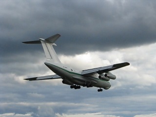 il-76 landing at the airfield in staraya russa